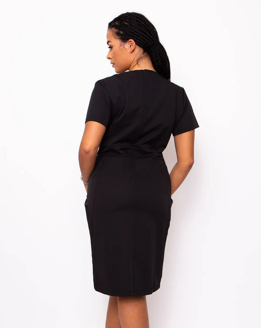 Couture V-Neck Work Dress